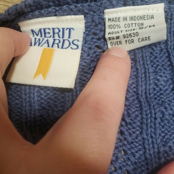 Vintage Womans Merit Awards Cotton Cable Knit Swes - Picture 5 of 6